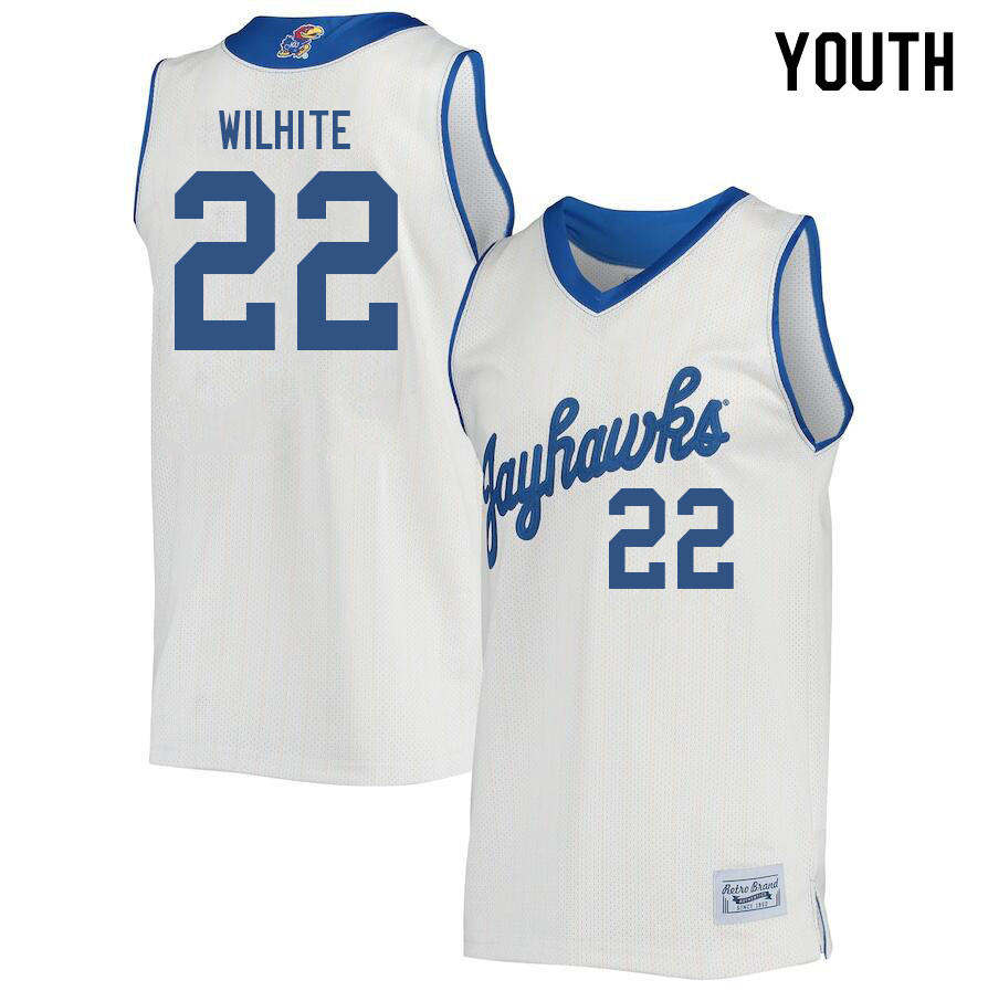 Youth #22 Dillon Wilhite Kansas Jayhawks College Basketball Jerseys Stitched Sale-Retro
